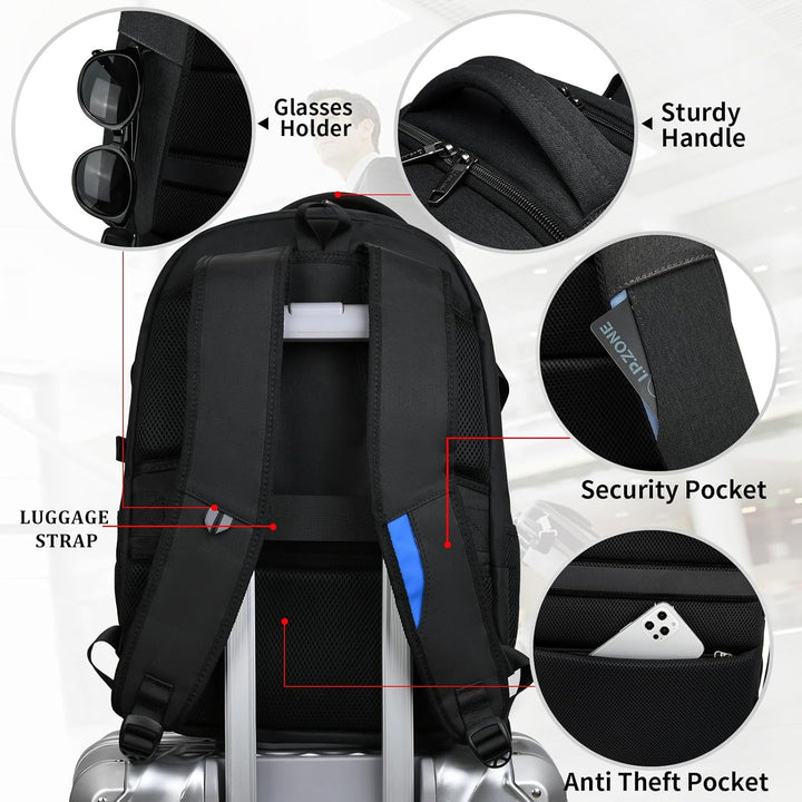 Eleganter Laptoprucksack für Herren & Damen, mit USB-Ladeanschluss & Anti-Diebstahl-Merkmalen.