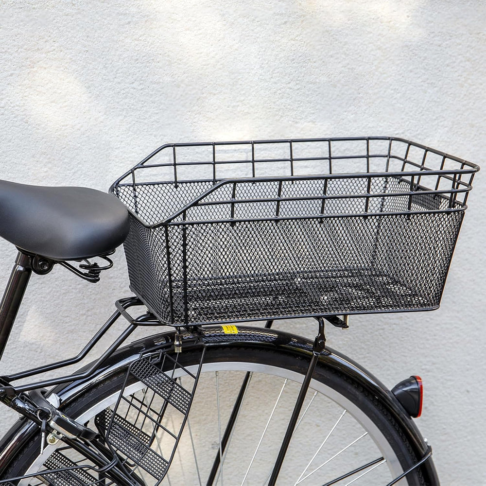 Robuster Transportkorb für Fahrrad hinten mit wasserdichtem Schutz & Spanngurt, perfekt für Lasten & Shopping.