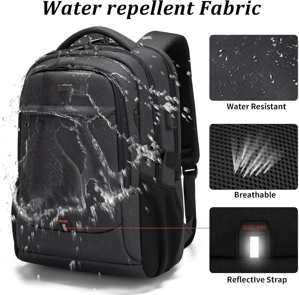 Wasserdichter Unisex Rucksack mit Laptopfach & USB-Port; ideal für Businessreisen & den Alltag.