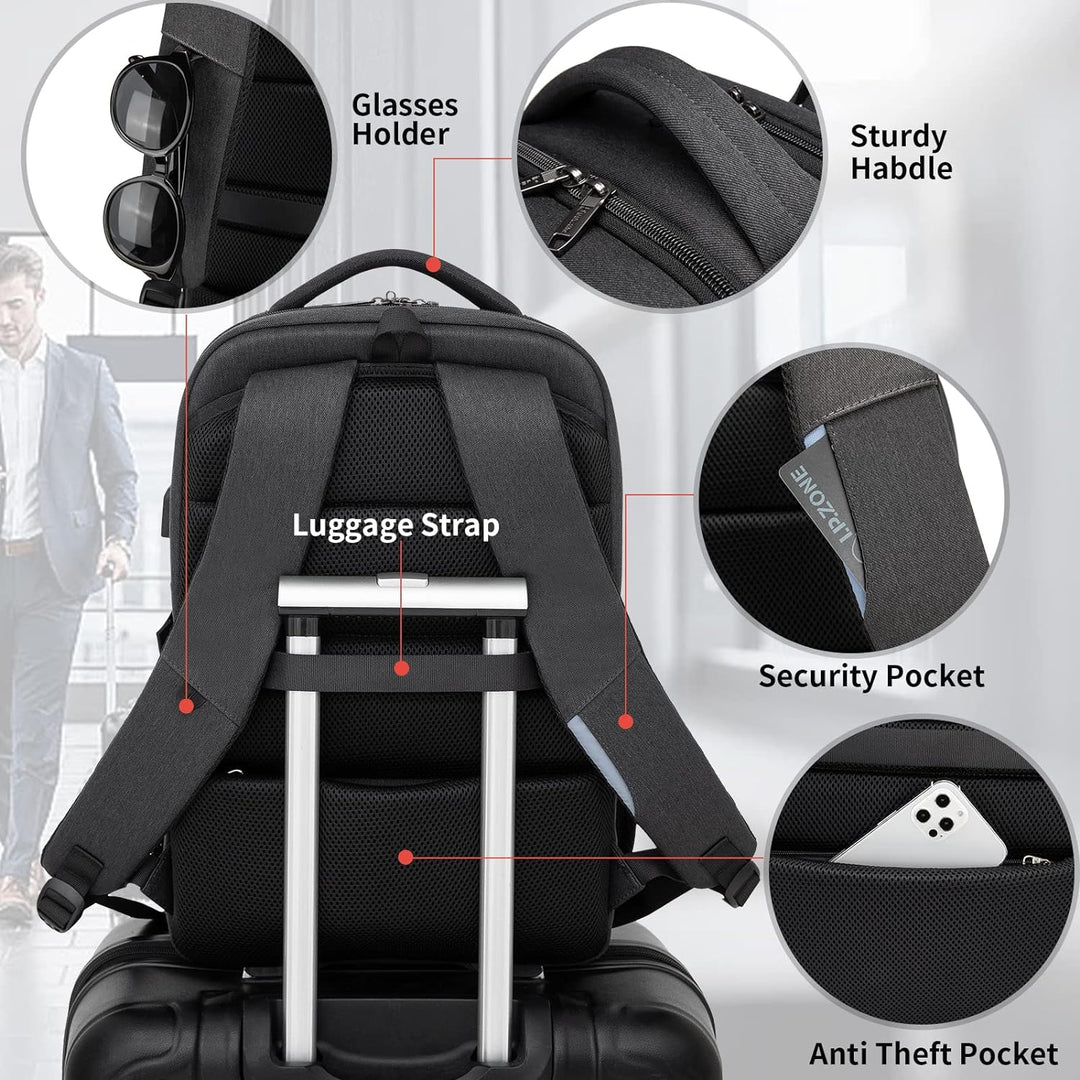 Stilvoller Businessrucksack, unisex, mit intelligentem Organisationssystem & integriertem USB-Anschluss.