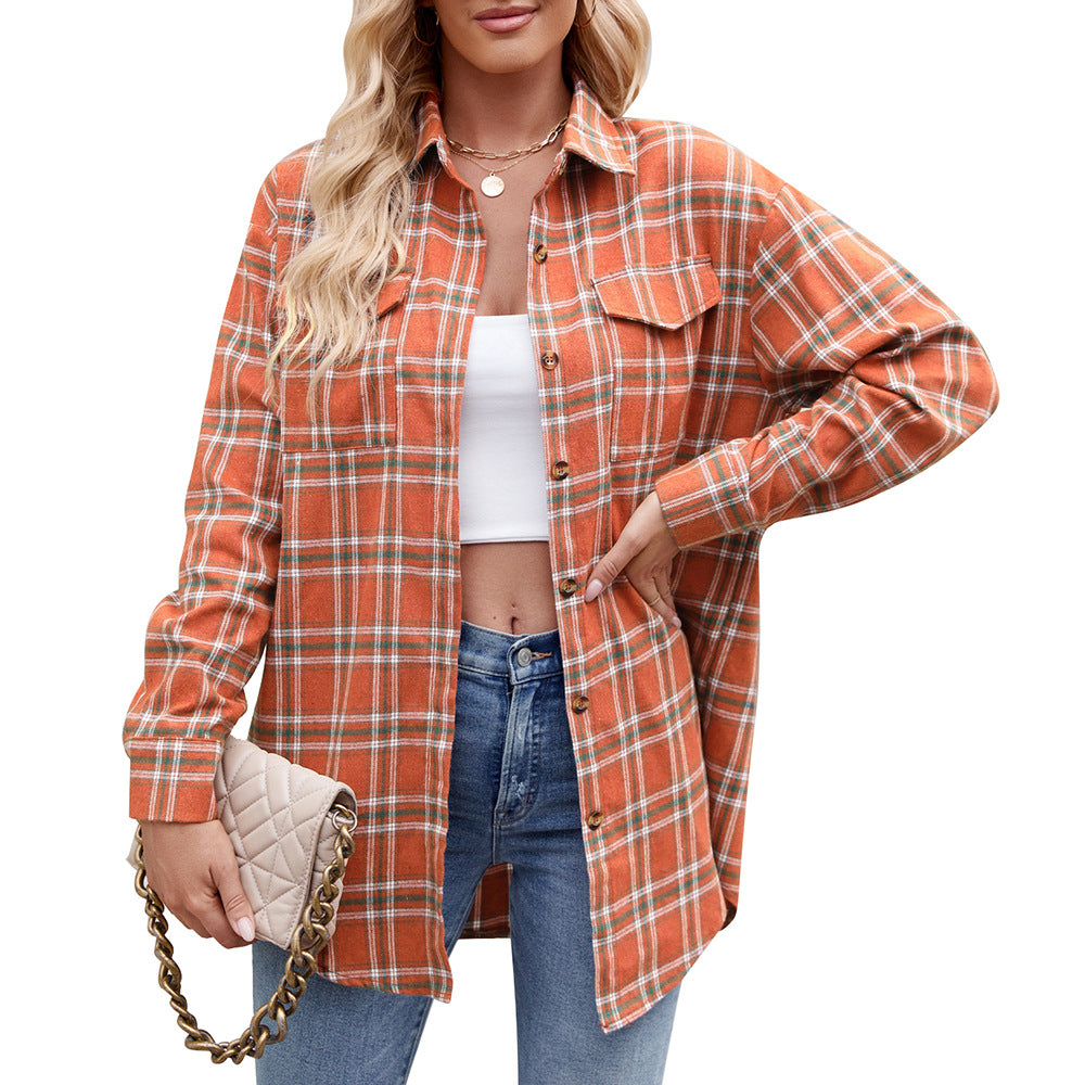 Modisches Damen Karohemd, perfekt gestylt für den Herbst. Lässiges Langarmshirt mit lockerem Schnitt & Brusttaschen.