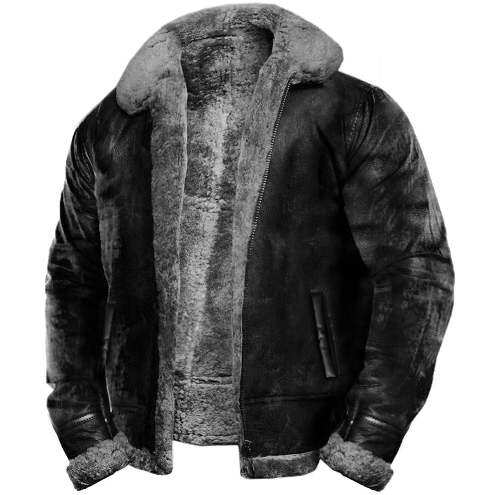 Klassische Herren Winterjacke, warm und bequem. Retro-Design für Freizeit, Outdoor & Motorrad. Lockere Passform.