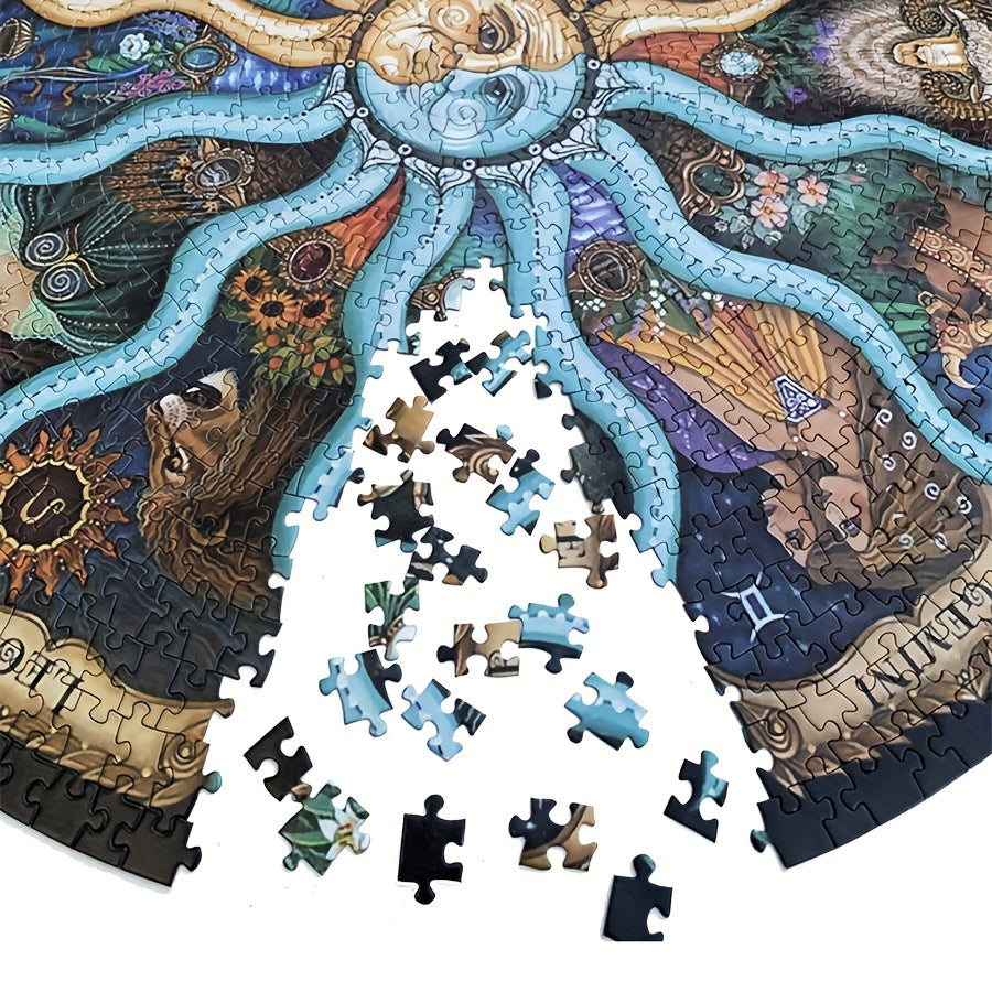 Sternzeichen-Puzzle, 1000 Teile, rund, für Erwachsene. Fördert Entspannung; ideale Geschenkidee für Puzzle-Fans.