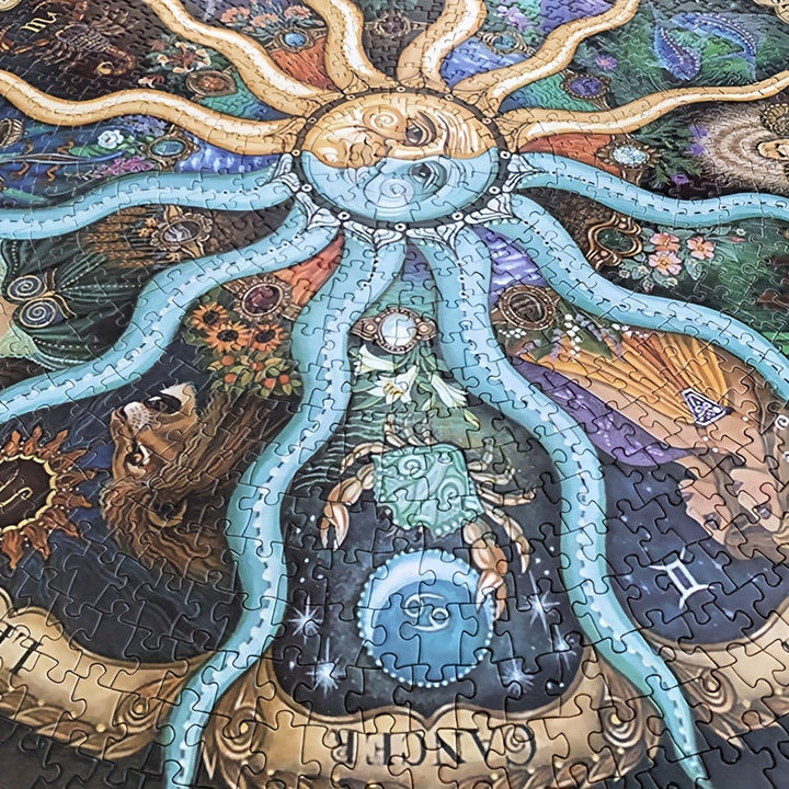 Astrologie-Puzzle mit Tierkreiszeichen. Rundes 1000-Teile-Puzzle für Erwachsene, ideal für Hobby & Entspannung.
