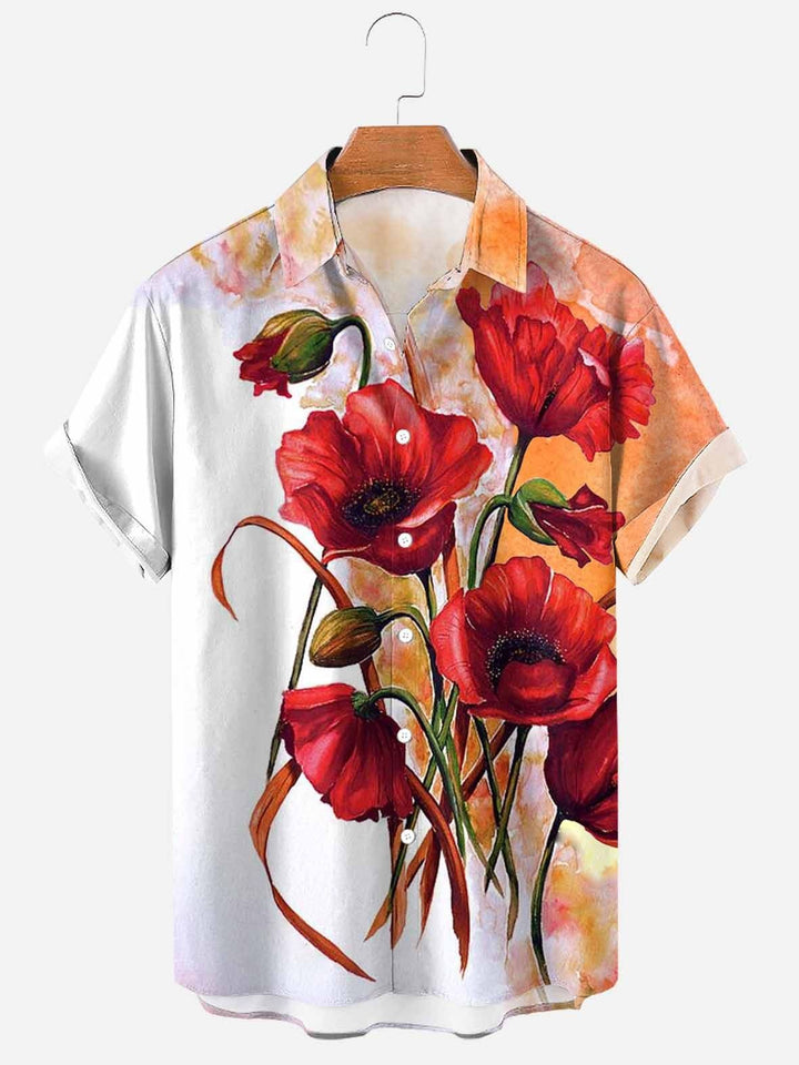 Stilvolles Herren Kurzarmhemd mit Blumenprint, auch in Übergröße S-5XL erhältlich.