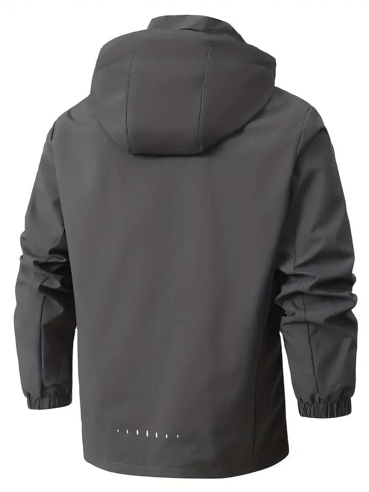 Funktionale Herren Regenjacke, wasserdicht mit Kapuze, für Sport und Freizeit geeignet.