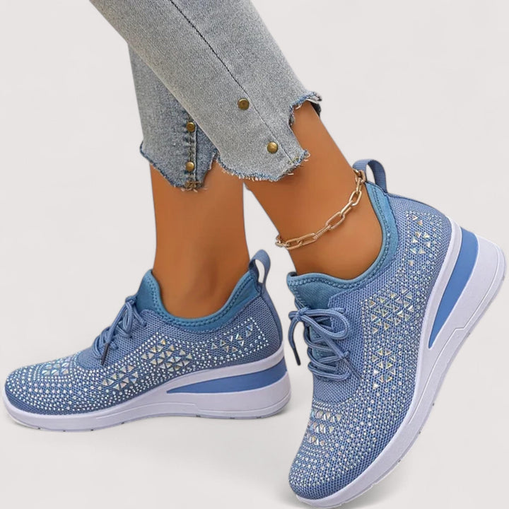 Zunge des atmungsaktiven Damen Glitzer Sneakers. Weich, komfortabel & leicht für den Alltag.