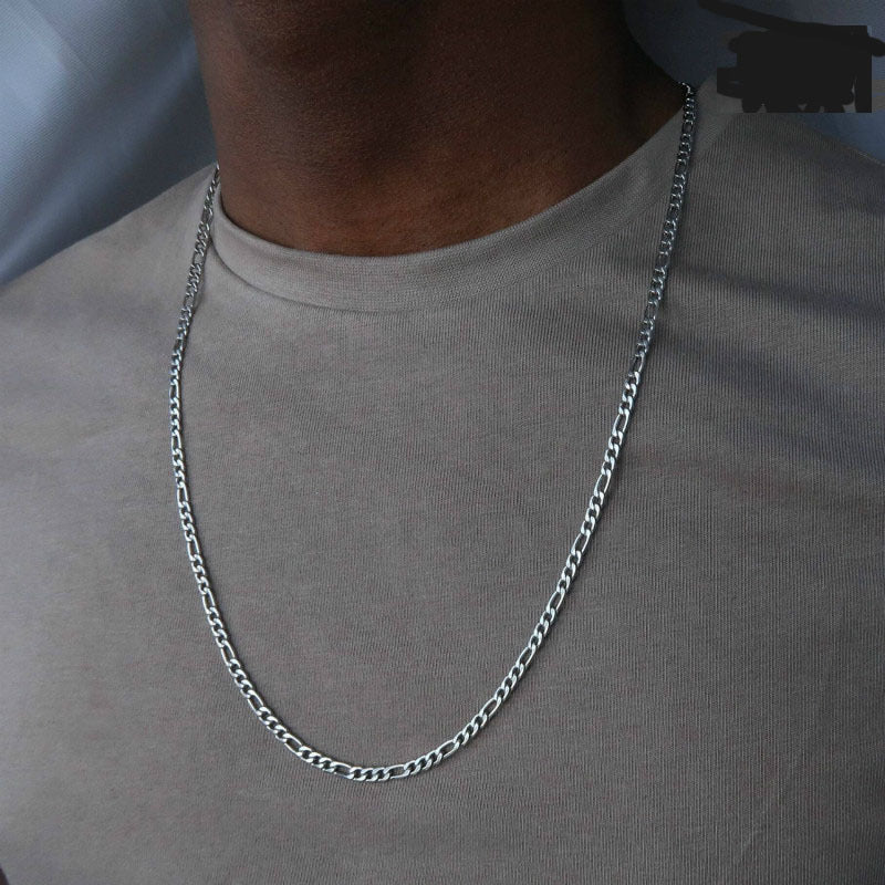 Elegante lange Männerkette, vielseitiges Statement-Accessoire für Freizeit und Business. Modeschmuck in Silberoptik.