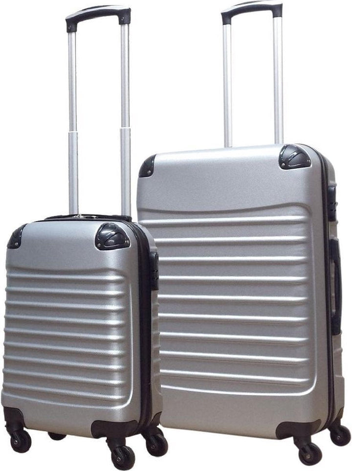 Vielseitiges 2-teiliges Hartschalen Kofferset: Perfekt für Business-Trips oder Familienurlaube.