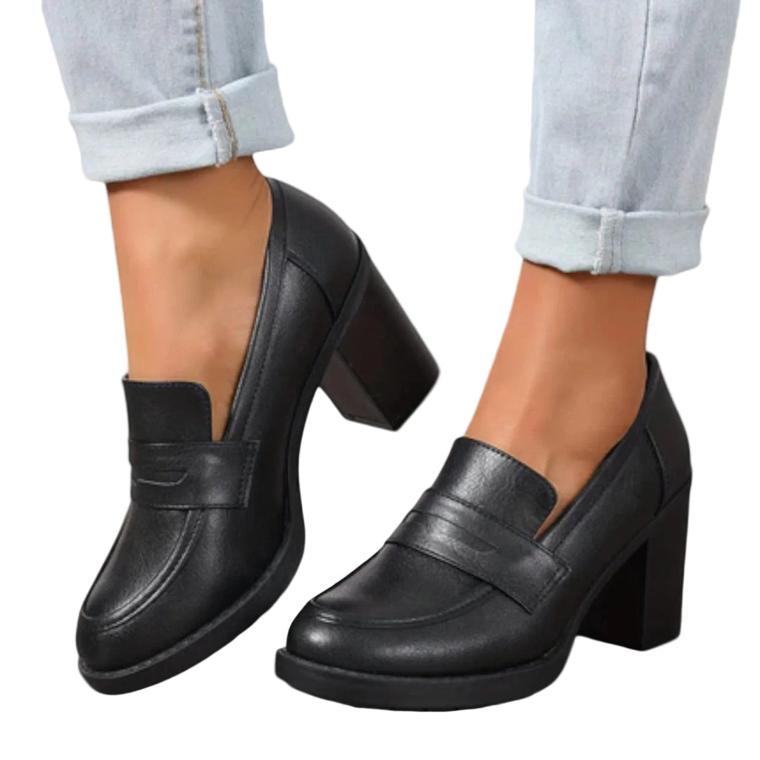 Elegante Damen Mokassins mit mittelhohem Absatz, ideal als Komfort Business Schuhe oder stilvolle Alltagsschuhe.