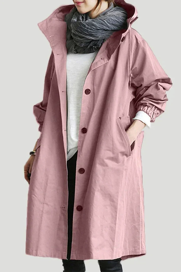 Funktionaler Damen Wasserdichter Trenchcoat mit Kapuze, bequemer Wetterschutz für jede Jahreszeit.