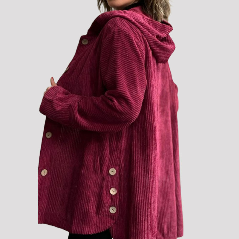 Vintage-inspirierte Damen Kapuzenjacke für Herbst & Winter. Bequeme, stilvolle Freizeitjacke in Unifarbe.