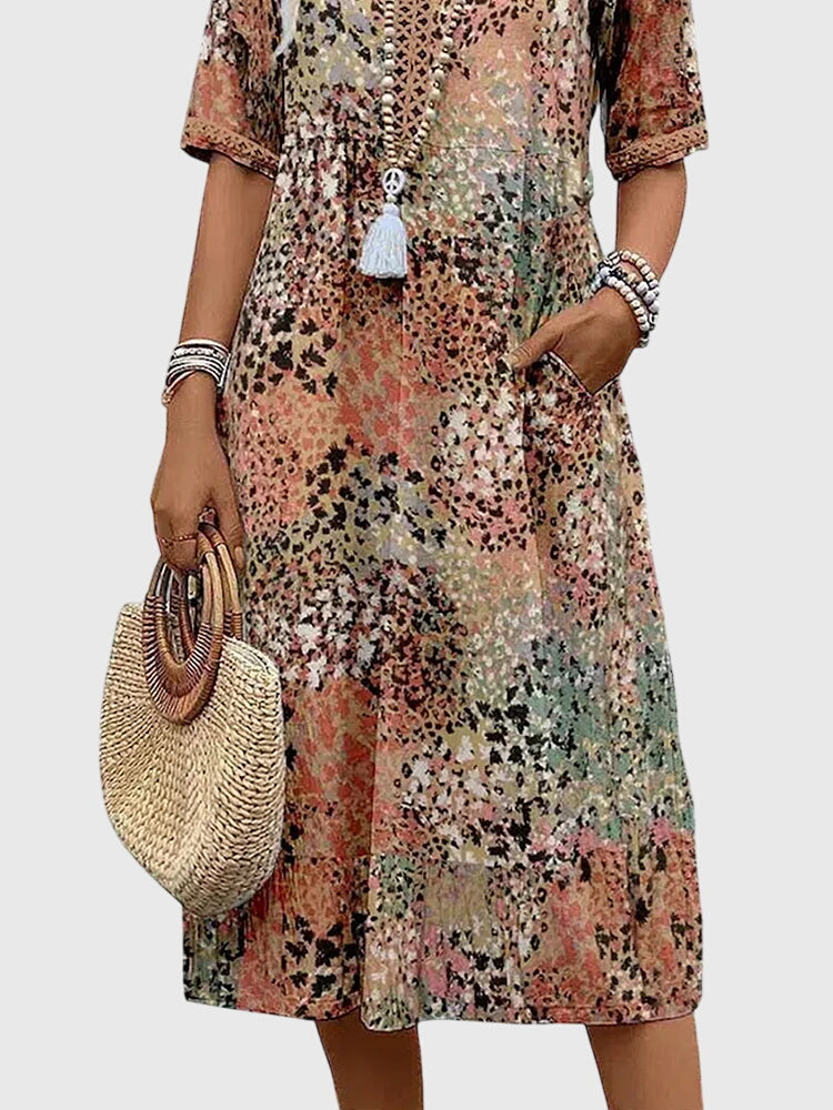 Modisches Damen Blumen Midikleid, ein vielseitiges Kleidungsstück, elegant & bequem für jeden Anlass.
