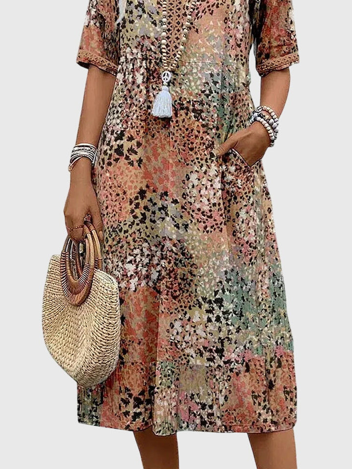 Modisches Damen Blumen Midikleid, ein vielseitiges Kleidungsstück, elegant & bequem für jeden Anlass.