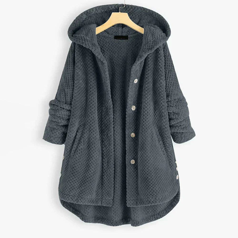 Komfortable Damen Kapuzenjacke, wendbar, auch in Großgrößen erhältlich. Ideal für Herbstmode. Bequem & schick.