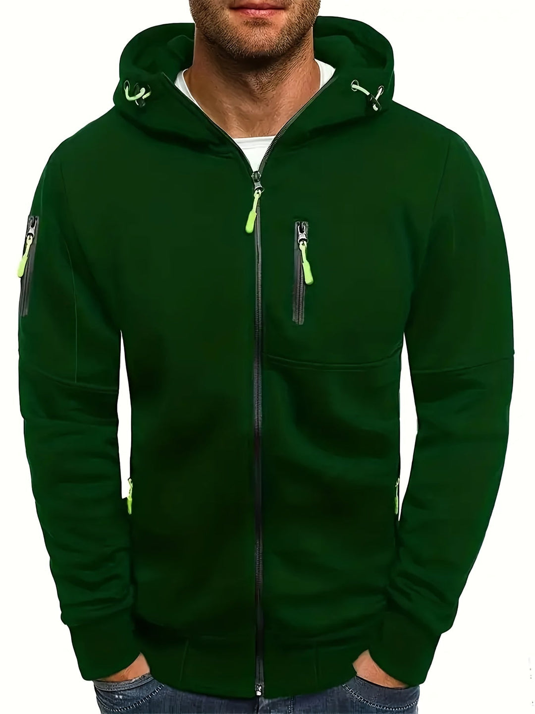 Stilvolle Herren Kapuzenjacke mit Reißverschluss. Lässiger Herbst-Hoodie, sportlich & bequem für den Alltag.