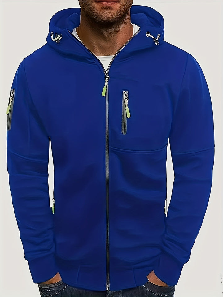 Lässige Herren Kapuzenjacke mit Reißverschluss für Herbst. Bequemer Hoodie, sportlich und ideal als Alltagskleidung.
