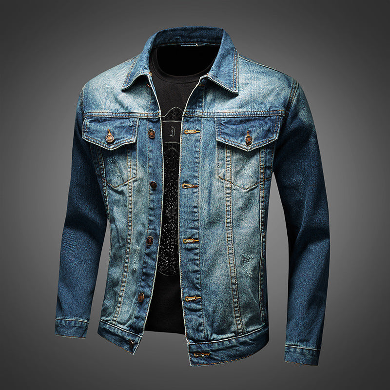 Klassische Herren Jeansjacke aus Denim für stilvolle Übergangslooks im Frühling & Herbst. Vielseitige Freizeitjacke.