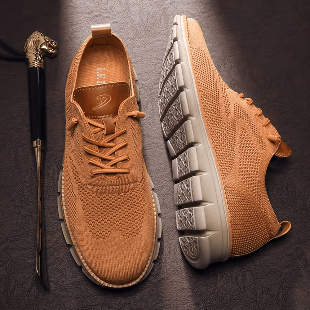 Karamellfarbene Dominic Herrenschuhe, rutschfest und atmungsaktiv, ideal für Freizeit.