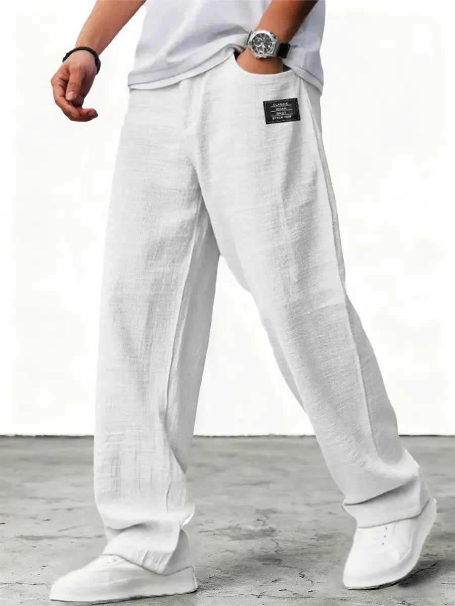 Vielseitige Herren Freizeithose, weites Bein, Kordelzug. Perfekt für Freizeit & Sommer. Bequem & stilvoll.