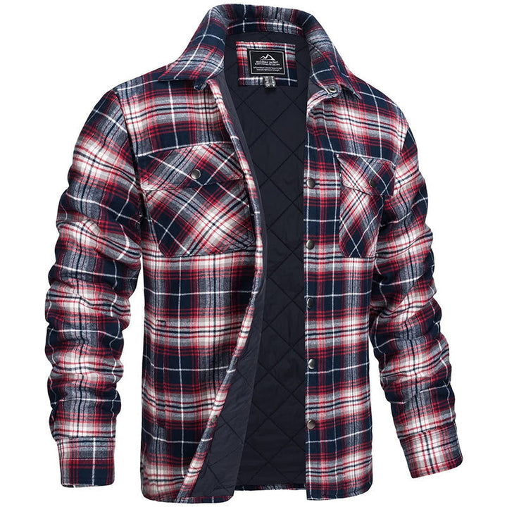 Klassische karierte Herren Holzfällerjacke, robust & warm. Perfekt für Outdoor-Abenteuer & Freizeitstil.