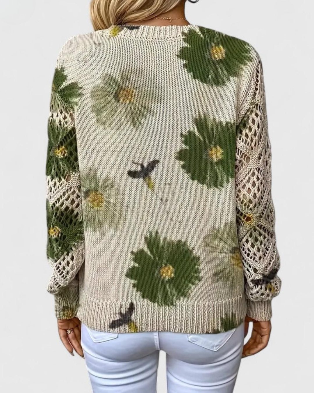 Stylischer Damen Herbstpullover, Langarm, mit angenehmer Textur & modischem Lochmuster an den Ärmeln.