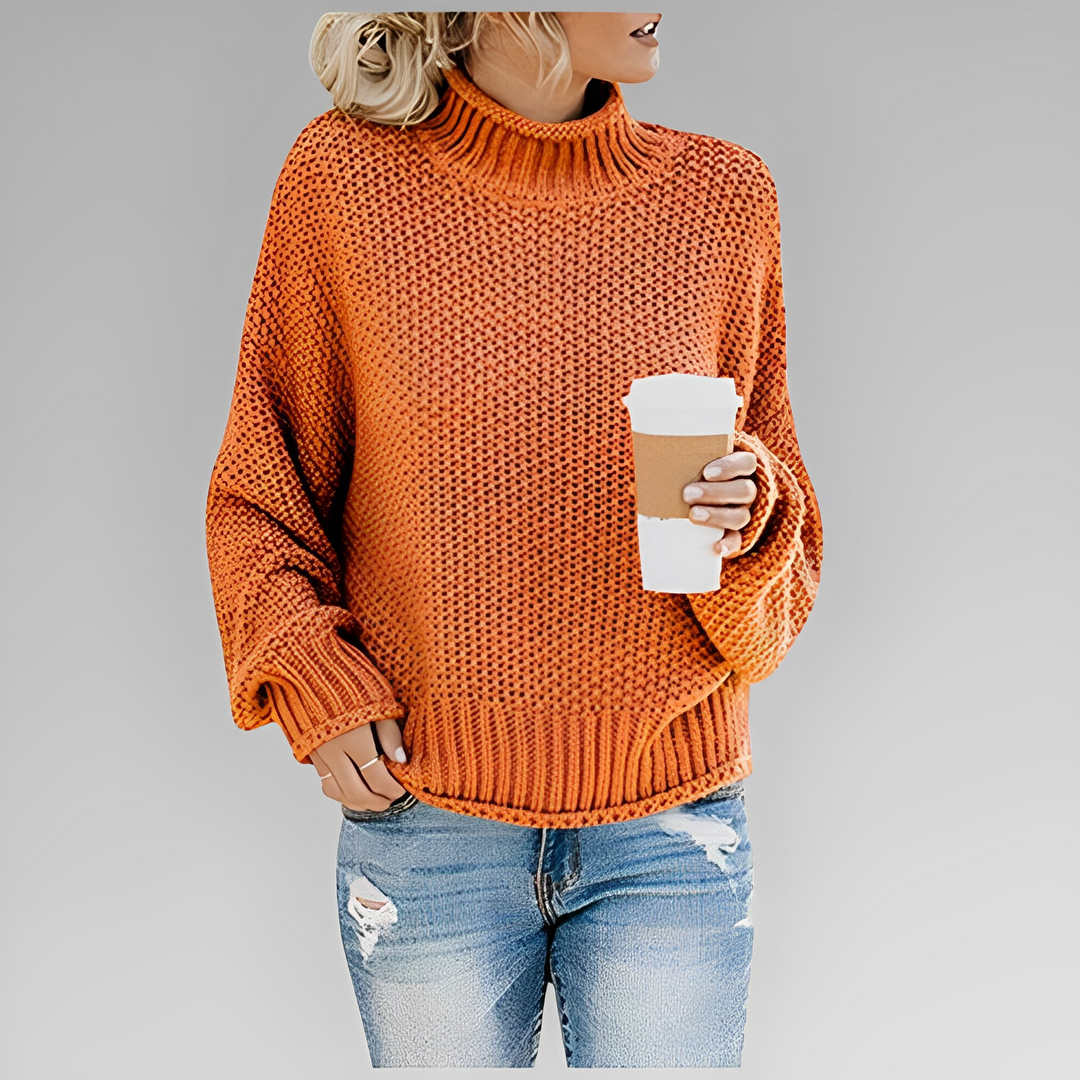 Eleganter Damen-Rollkragenpullover aus Strick für stilvollen Komfort, ideal für Herbst & Winter.