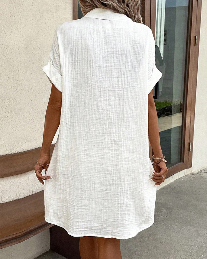 Lockeres Damen Langarm-Hemdkleid mit Knopfleiste. Bequem und stilvoll für Frühling & Sommer.
