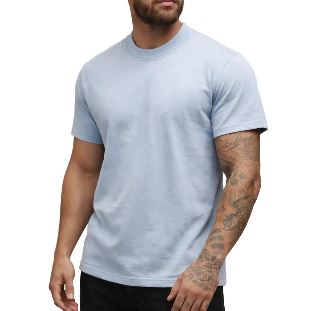Elegantes Herren Slim Fit Rundhals T-Shirt. Vielseitiges Basic Kurzarm Oberteil für jeden Anlass.