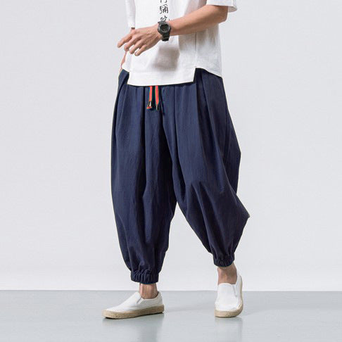 Bequeme Herren Freizeithose, Haremshose mit lockerer Passform, Kordelzug & Bündchen, ideal für Streetwear.