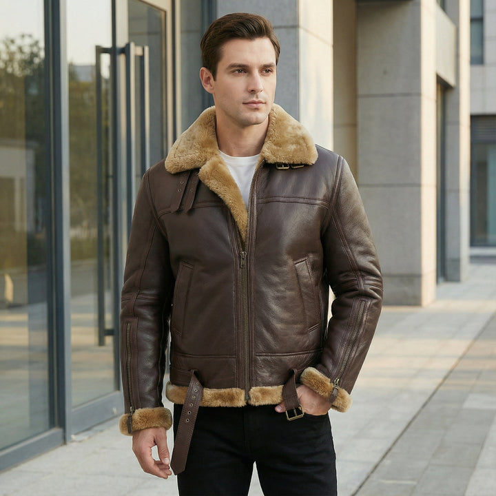 Warme Herren Winterjacke im Pilotenstil; zeitloses Design für elegante und lässige Looks.