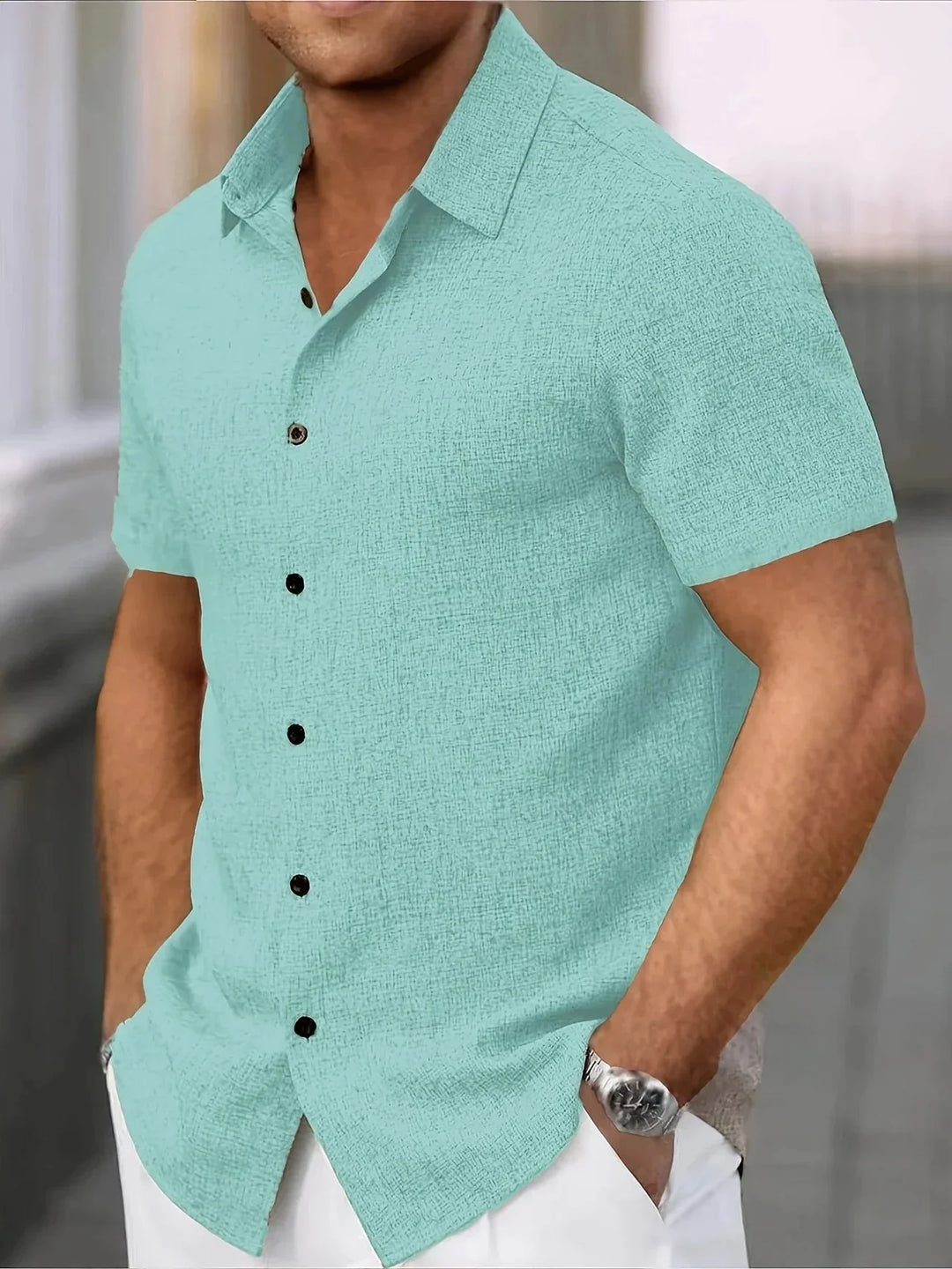 Stylisches Herren-Sommerhemd, kurzarm, atmungsaktiv & schnelltrocknend.