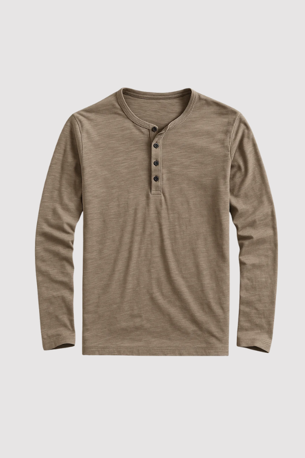 Herren Henley Langarmshirt aus Baumwolle für Freizeit und Alltag, modern und komfortabel.