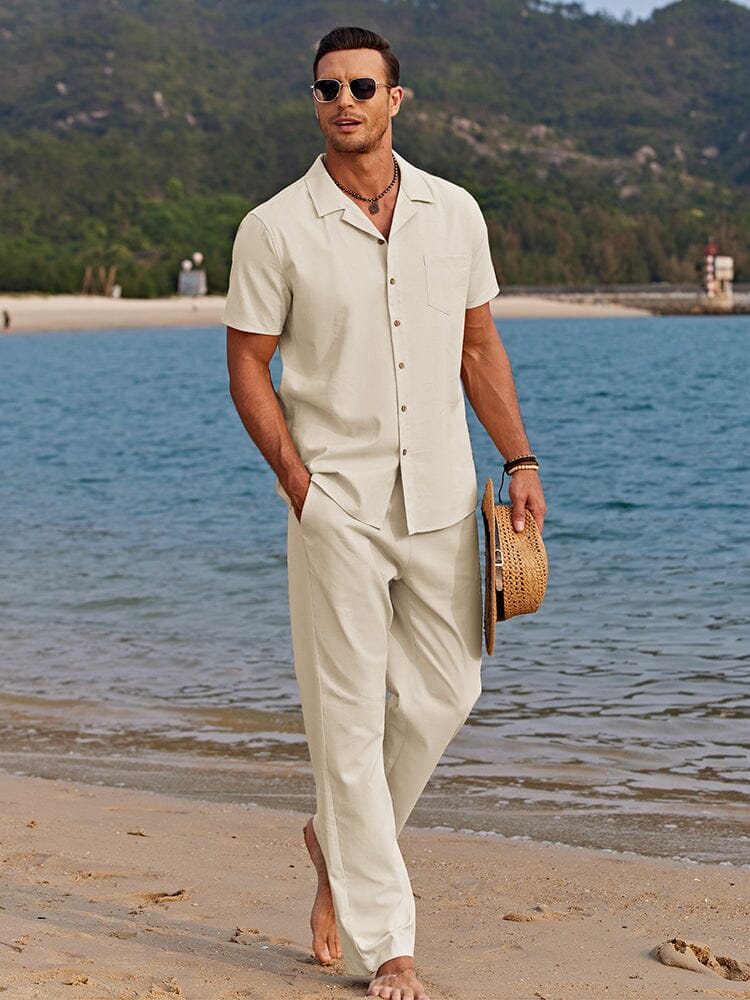Bequemes Herren Freizeit-Strandset für den Sommer. Atmungsaktiver Stoff, lässig & stylisch am Strand/Pool.