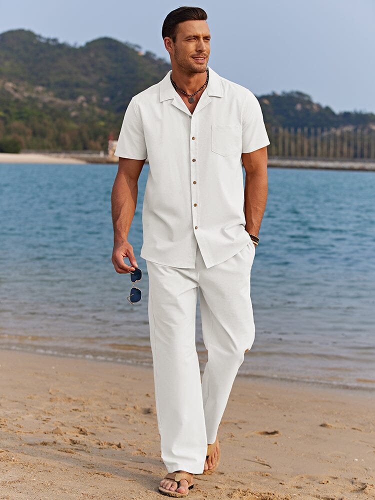 Lässiges Herren Strandset für entspannte Sommertage. Weicher Stoff, bequem für Urlaub und Freizeitaktivitäten.