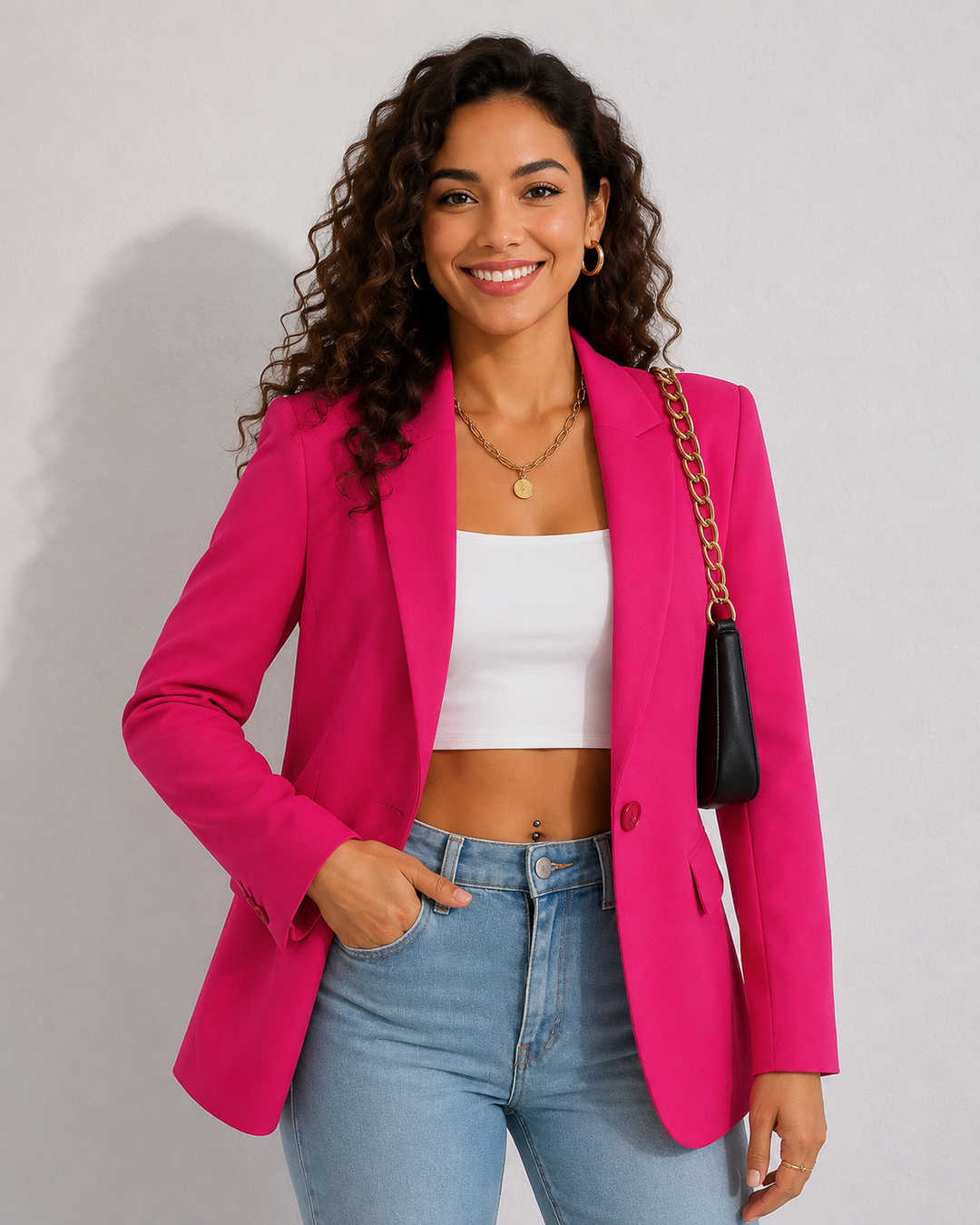 Vielseitiger Damen Blazer, passt zu Büro-Outfits und festlichen Looks, stilvoll.