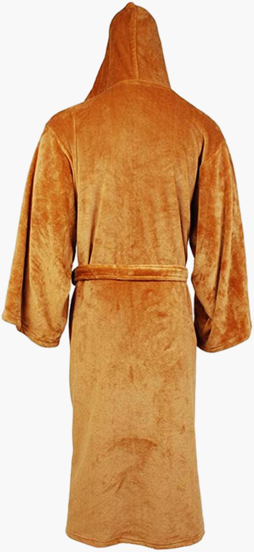 Stylischer Herren Hausmantel: Langer Jedi/Sith Bademantel mit großer Kapuze. Bequemer Cosplay Morgenmantel.