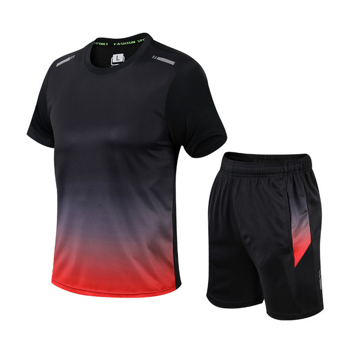 Vielseitiges Männer Sport Set: schnelltrocknendes slim fit Kurzarm Shirt & Sport Shorts für Activewear.