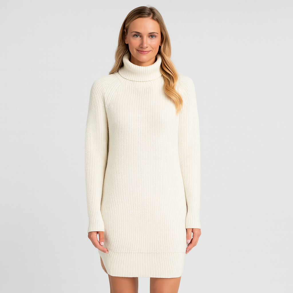 Figurbetontes Damen-Strickkleid, klassisch & bequem, Midilänge, langärmlig. Perfekt für jeden Tag.