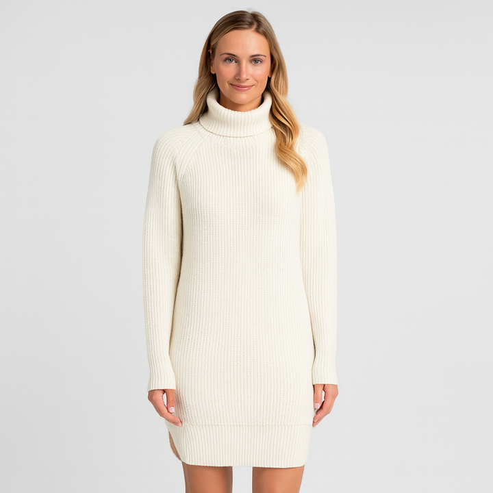 Figurbetontes Damen-Strickkleid, klassisch & bequem, Midilänge, langärmlig. Perfekt für jeden Tag.