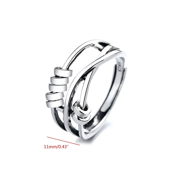 Hochwertiger Damen Fidget Ring aus 925er Silber, drehbar und elegant, zur Beruhigung und als Schmuck.