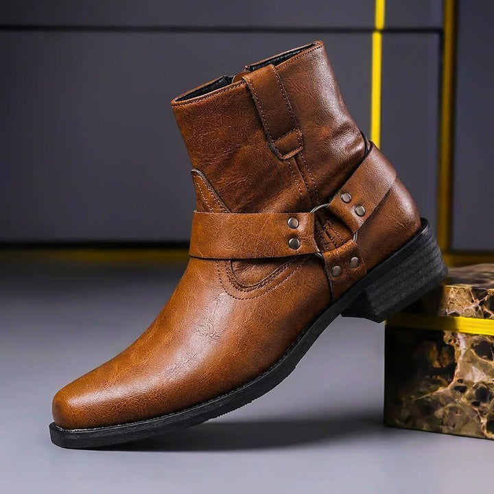 Klassische Herren Vintage Stiefel mit praktischem Reißverschluss, handgefertigt für einen zeitlosen Look.