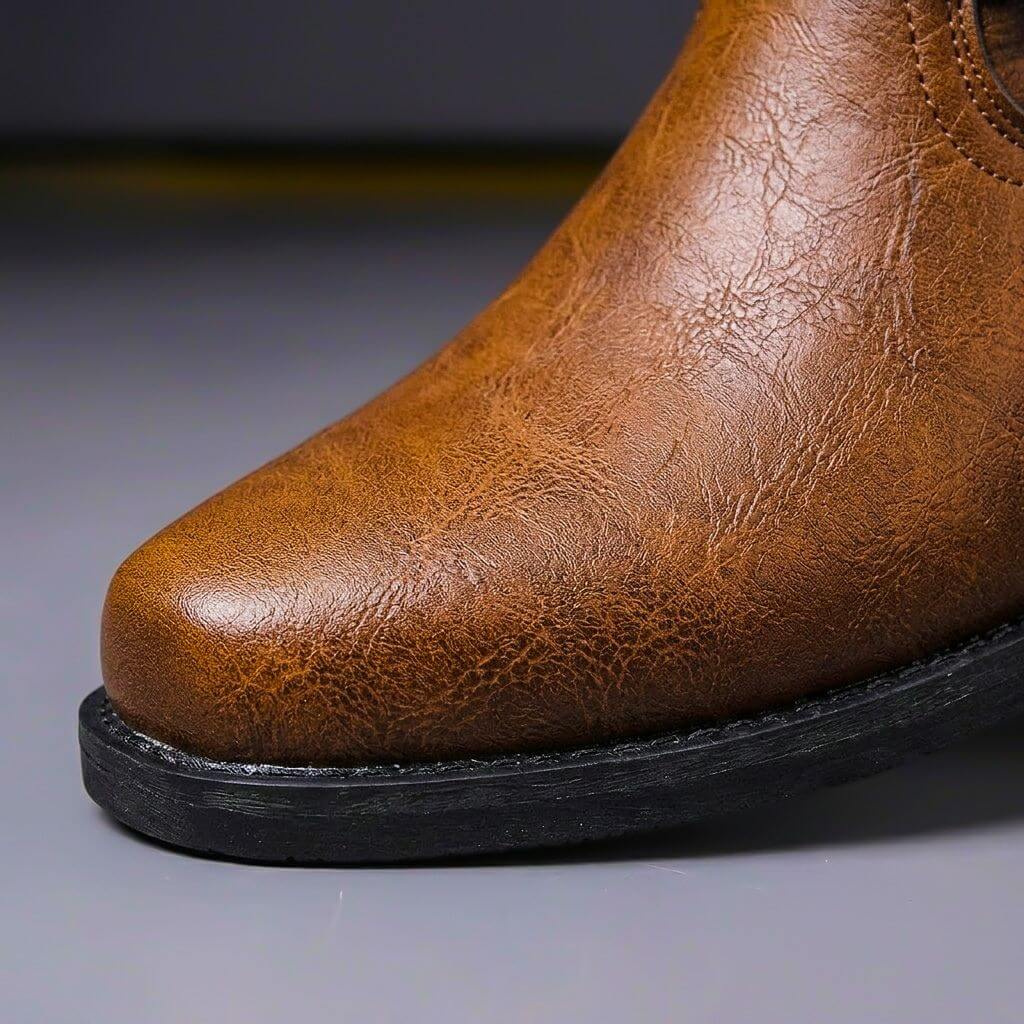 Handgefertigte Herren Vintage Stiefel mit Reißverschluss, klassische Lederboots für den Alltag und Freizeit.