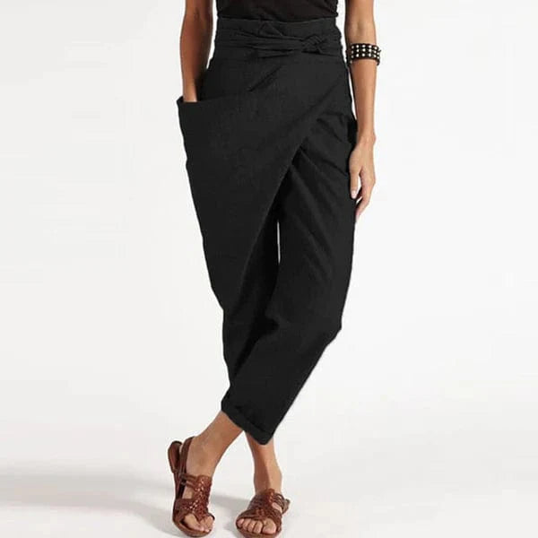 Bequeme, luftige Damen Baggy Sommerhose mit hohem Bund, perfekt für lässigen Casual-Look im Sommer.