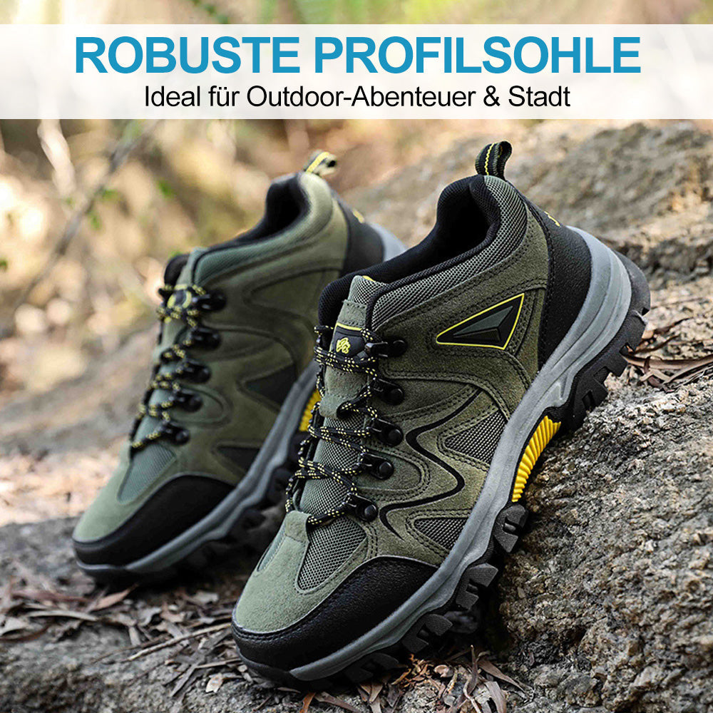 Olivgrüne Herren Sportschuhe, rutschfeste Sohle für sicheren Halt beim Wandern und Freizeit.