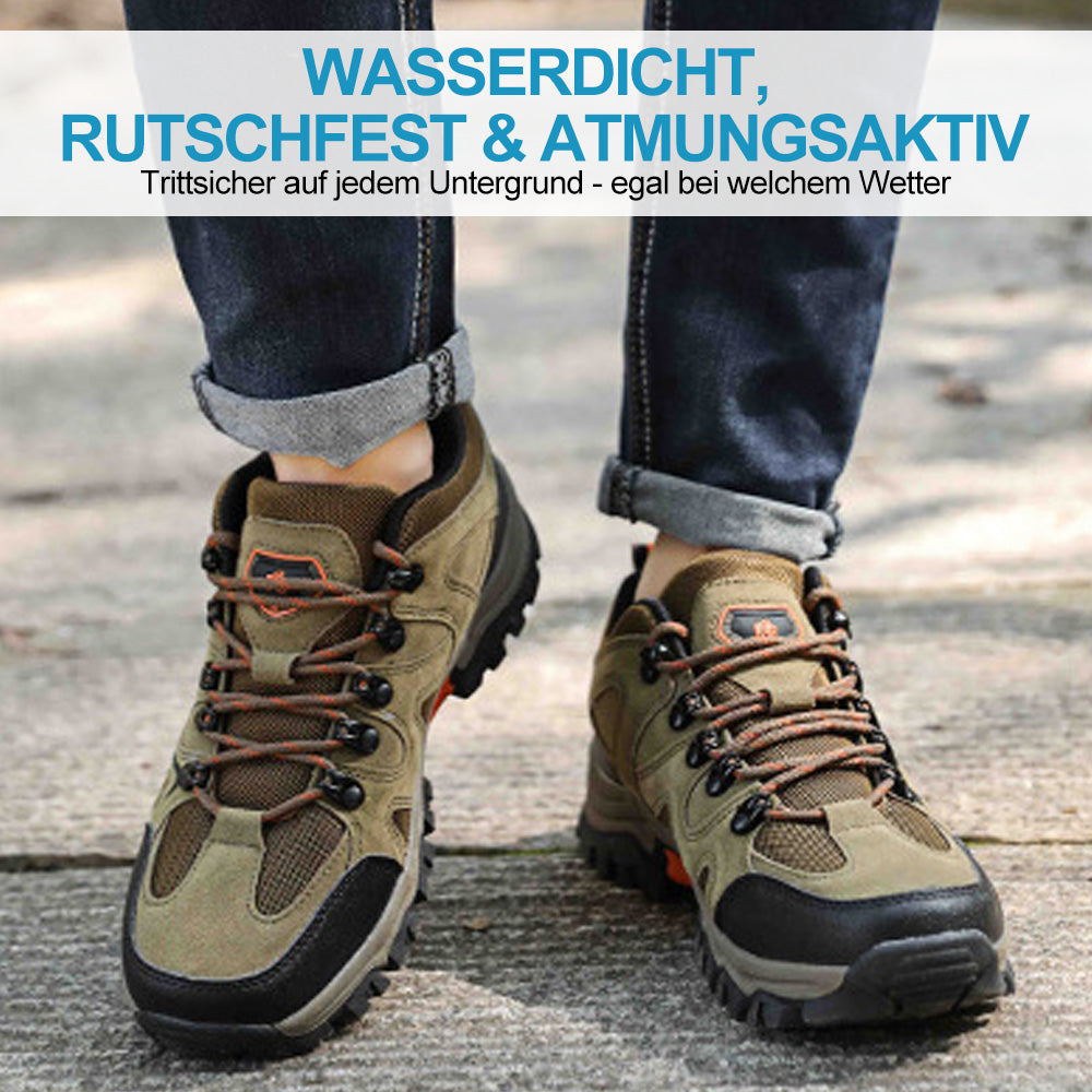 Braune All-Terrain Wanderschuhe für Herren, robust & griffig für Outdoor-Aktivitäten.