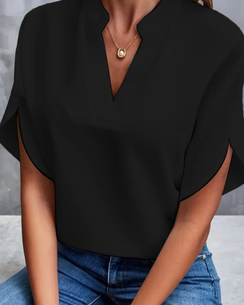 Elegante Damen Kurzarmbluse mit bequemer, lockerer Passform; vielseitig für einen stylischen Freizeitstil im Sommer.