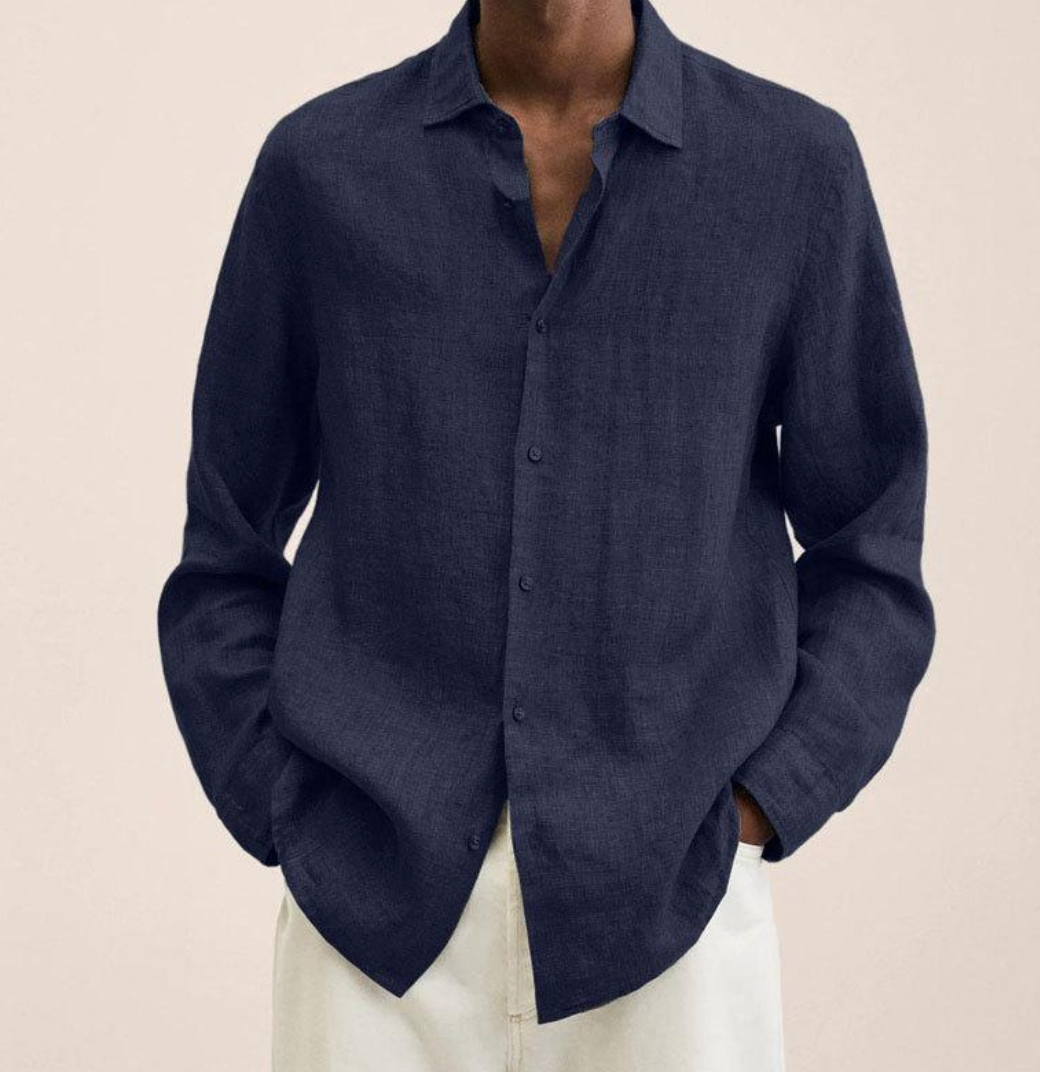 Casual Herren Freizeithemd aus Leinen, kurzärmlig; perfekt für entspannte Tage, Strand und sommerliche Aktivitäten.
