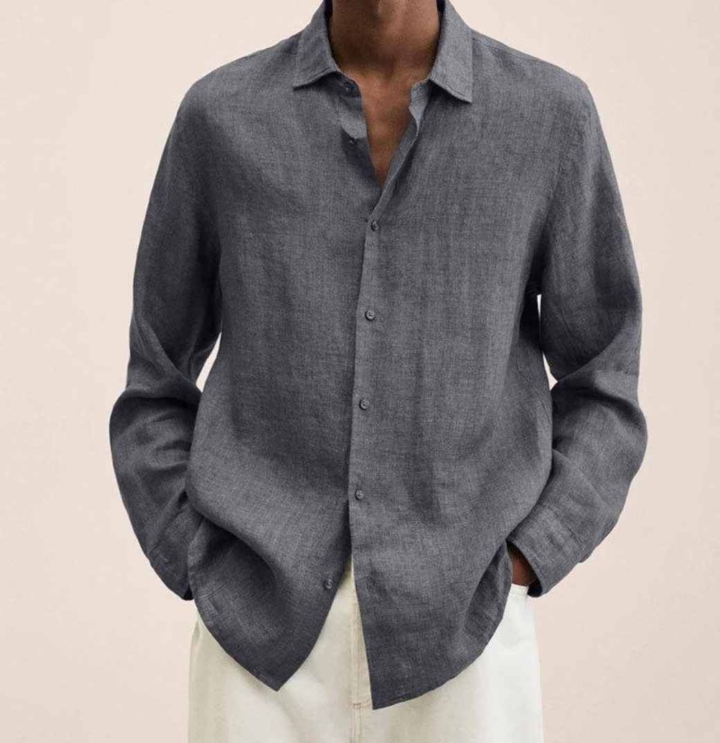Vielseitiges Herren Sommerhemd, Kurzarm, atmungsaktiv; Leinen-Optik für Strand, Urlaub und lässige Sommer-Outfits.