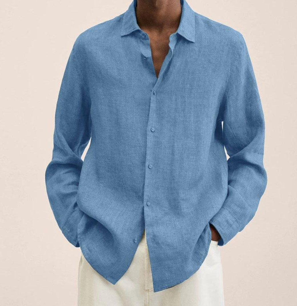 Elegantes Herren Kurzarm-Leinenhemd, locker & bequem; vielseitiges Sommerhemd für Urlaub, Strand oder Freizeit-Look.